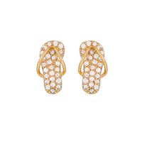 1 Pair Cute Simple Style Shiny Slippers Inlay Copper Zircon Gold Plated Ear Studs main image 5