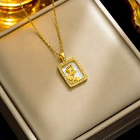Wholesale Elegant Shell Stainless Steel Plating 18k Gold Plated Pendant Necklace main image 5