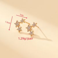 1 Pair Simple Style Classic Style Shiny Star Inlay Copper Zircon Gold Plated Ear Studs main image 4