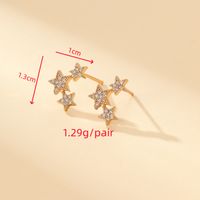 1 Paire Style Simple Style Classique Brillant Star Incruster Le Cuivre Zircon Plaqué Or Boucles D'oreilles main image 4