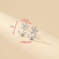 1 Pair Cute Simple Style Shiny Flower Inlay Copper Zircon Gold Plated Ear Studs main image 4