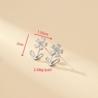 1 Pair Cute Simple Style Shiny Flower Inlay Copper Zircon Gold Plated Ear Studs sku image 2