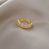 Brass Wedding Sweet Plating Inlay Crown Artificial Gemstones Open Rings main image 5