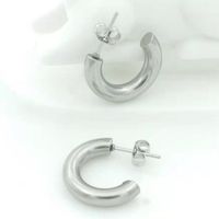 Simple Style Solid Color Stainless Steel Hoop Earrings 1 Pair sku image 2