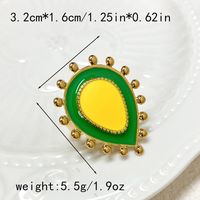 304 Stainless Steel 14K Gold Plated Vacation Roman Style Enamel Plating Avocado Open Rings main image 2
