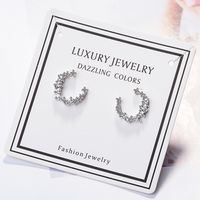 1 Pair Lady C Shape Plating Inlay Copper Zircon White Gold Plated Ear Studs main image 1