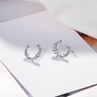 1 Pair Lady C Shape Plating Inlay Copper Zircon White Gold Plated Ear Studs main image 3