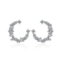 1 Pair Lady C Shape Plating Inlay Copper Zircon White Gold Plated Ear Studs main image 5