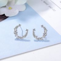 1 Pair Lady C Shape Plating Inlay Copper Zircon White Gold Plated Ear Studs sku image 1