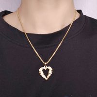 Stainless Steel Vintage Style Simple Style Plating Heart Shape Pendant Necklace main image 4