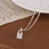 Ig Style Elegant Lock Sterling Silver Plating Inlay Zircon Gold Plated Silver Plated Pendant Necklace main image 9