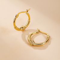 1 Pair Simple Style Classic Style Solid Color Plating Titanium Steel 18k Gold Plated Hoop Earrings main image 1