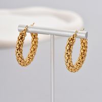 1 Pair Simple Style Classic Style Solid Color Plating Titanium Steel 18k Gold Plated Hoop Earrings main image 1