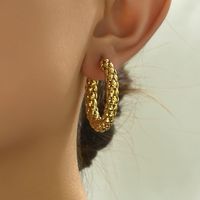 1 Pair Simple Style Classic Style Solid Color Plating Titanium Steel 18k Gold Plated Hoop Earrings main image 5