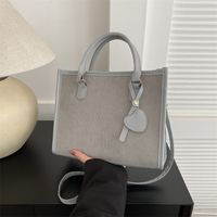 Women's Corduroy Solid Color Classic Style Square Zipper Shoulder Bag main image 4