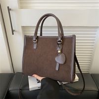 Women's Corduroy Solid Color Classic Style Square Zipper Shoulder Bag main image 6