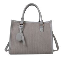 Women's Corduroy Solid Color Classic Style Square Zipper Shoulder Bag sku image 3