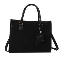 Women's Corduroy Solid Color Classic Style Square Zipper Shoulder Bag sku image 5