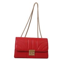 Women's Pu Leather Solid Color Classic Style Square Lock Clasp Shoulder Bag sku image 3