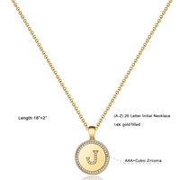 Casual Classic Style Shiny Round Letter Copper 14k Gold Plated Zircon Pendant Necklace In Bulk main image 2