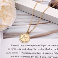 Casual Classic Style Shiny Round Letter Copper 14k Gold Plated Zircon Pendant Necklace In Bulk main image 5