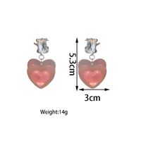 1 Pair Sweet Heart Shape Inlay Alloy Resin Artificial Rhinestones White Gold Plated Drop Earrings sku image 1