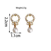 1 Pair Simple Style Flower Plating Inlay Alloy Rhinestones Pearl Gold Plated Drop Earrings sku image 1