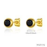1 Pair Casual Cute Simple Style Solid Color Plating Inlay Stainless Steel Titanium Steel Zircon Gold Plated Ear Studs main image 7