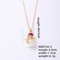 Stainless Steel Copper Cute Simple Style Plating Inlay Christmas Hat Christmas Tree Snowman Freshwater Pearl Zircon Pendant Necklace sku image 5