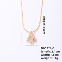Stainless Steel Copper Cute Simple Style Plating Inlay Christmas Hat Christmas Tree Snowman Freshwater Pearl Zircon Pendant Necklace sku image 3