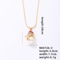 Stainless Steel Copper Cute Simple Style Plating Inlay Christmas Hat Christmas Tree Snowman Freshwater Pearl Zircon Pendant Necklace sku image 6