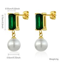 1 Pair Simple Style Classic Style Solid Color Plating Inlay Stainless Steel Titanium Steel Pearl Zircon Gold Plated Ear Studs main image 7