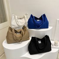 Women's Canvas Solid Color Basic Square Zipper Shoulder Bag main image 1