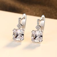 1 Pair Elegant Sweet Square Bow Knot Plating Inlay Sterling Silver Zircon Gold Plated Silver Plated Drop Earrings main image 1