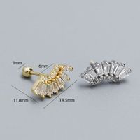 1 Pair Elegant Sweet Geometric Sector Plating Inlay Sterling Silver Zircon Ear Studs main image 2