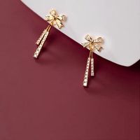 1 Pair Elegant Sweet Square Bow Knot Plating Inlay Sterling Silver Zircon Gold Plated Silver Plated Drop Earrings main image 7