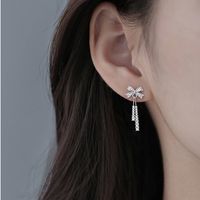 1 Pair Elegant Sweet Square Bow Knot Plating Inlay Sterling Silver Zircon Gold Plated Silver Plated Drop Earrings main image 9