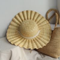 Women's Pastoral Solid Color Straps Big Eaves Sun Hat sku image 2