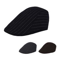 Men's Retro British Style Stripe Curved Eaves Beret Hat main image 6