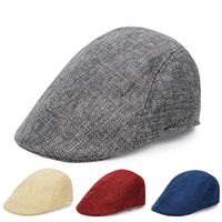 Men's Retro British Style Solid Color Curved Eaves Beret Hat main image 6