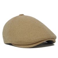 Unisex Retro British Style Solid Color Curved Eaves Beret Hat main image 5