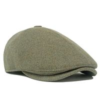 Unisex Retro British Style Solid Color Curved Eaves Beret Hat main image 4