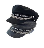 Women's Retro British Style Solid Color Chain Curved Eaves Military Hat main image 2