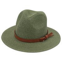 Unisex Pastoral Solid Color Wide Eaves Straw Hat main image 4