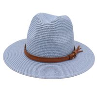 Unisex Pastoral Solid Color Wide Eaves Straw Hat main image 2