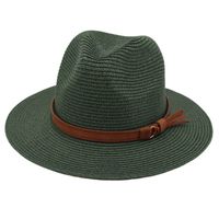 Unisex Pastoral Solid Color Wide Eaves Straw Hat main image 3