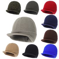 Unisex Simple Style Solid Color Curved Eaves Wool Cap main image 1