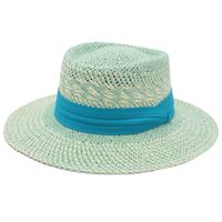 Women's Sweet Pastoral Color Block Straps Wide Eaves Straw Hat main image 3