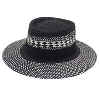 Women's Sweet Pastoral Color Block Straps Wide Eaves Straw Hat main image 2