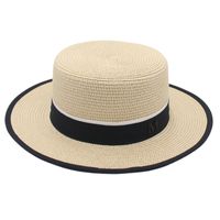 Women's Pastoral Simple Style Color Block Straps Wide Eaves Straw Hat main image 1